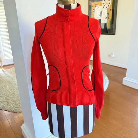 Armani Exchange A|X Red/Orange Knit Zip Up Cardigan Sweater Jacket Size XS - Picture 1 of 11